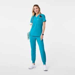 Figs Teal Catarina one pocket scrub top